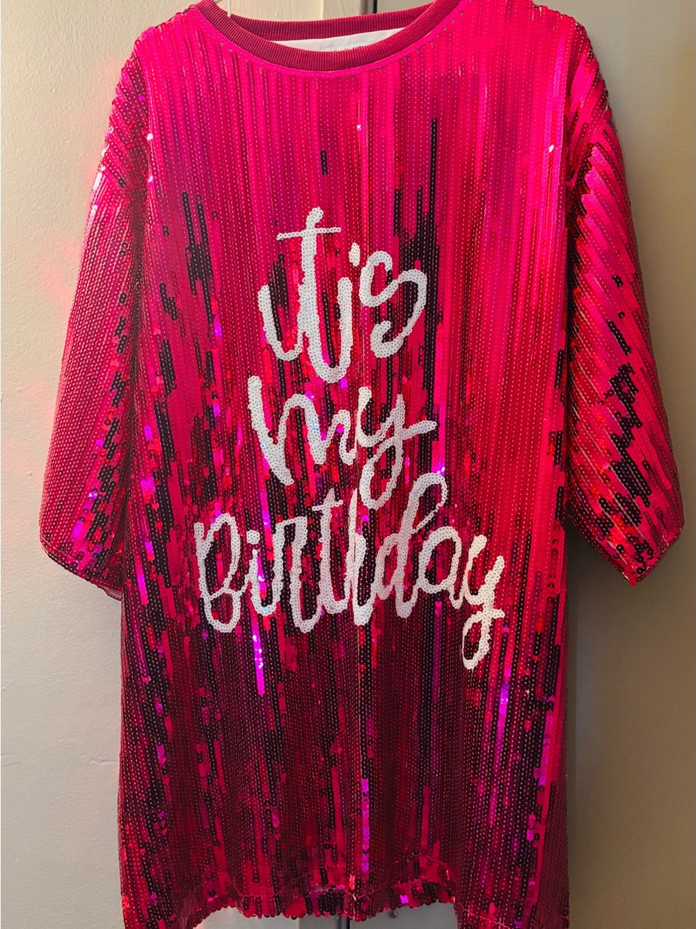 It's My Birthday Sequin Party Tunic - Hot Pink
